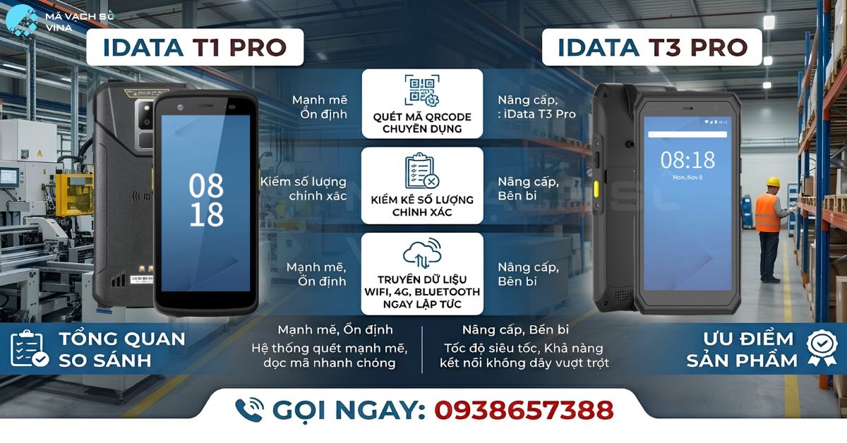 Máy kiểm kho PDA iData T1 Pro và iData T3 Pro khác nhau như thế nào?
