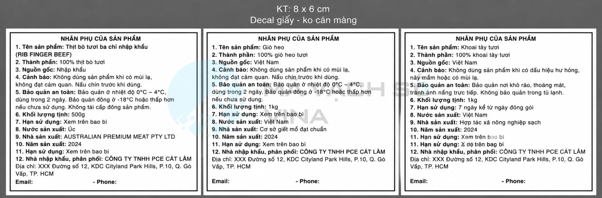 tem nhãn phụ thực phẩm